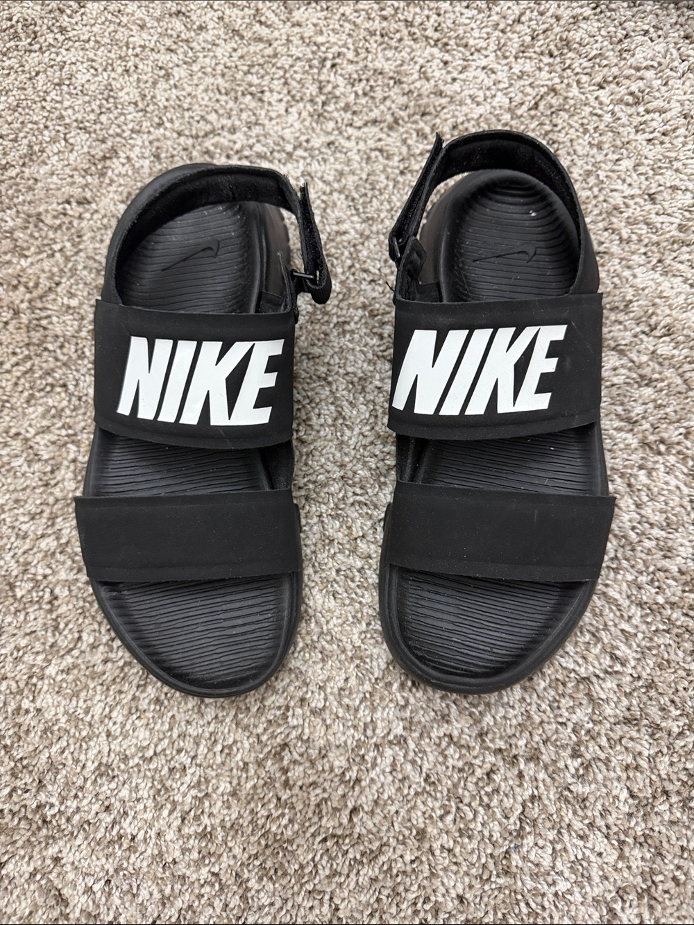 Nike Black Slide Sandals with White Logo Strap